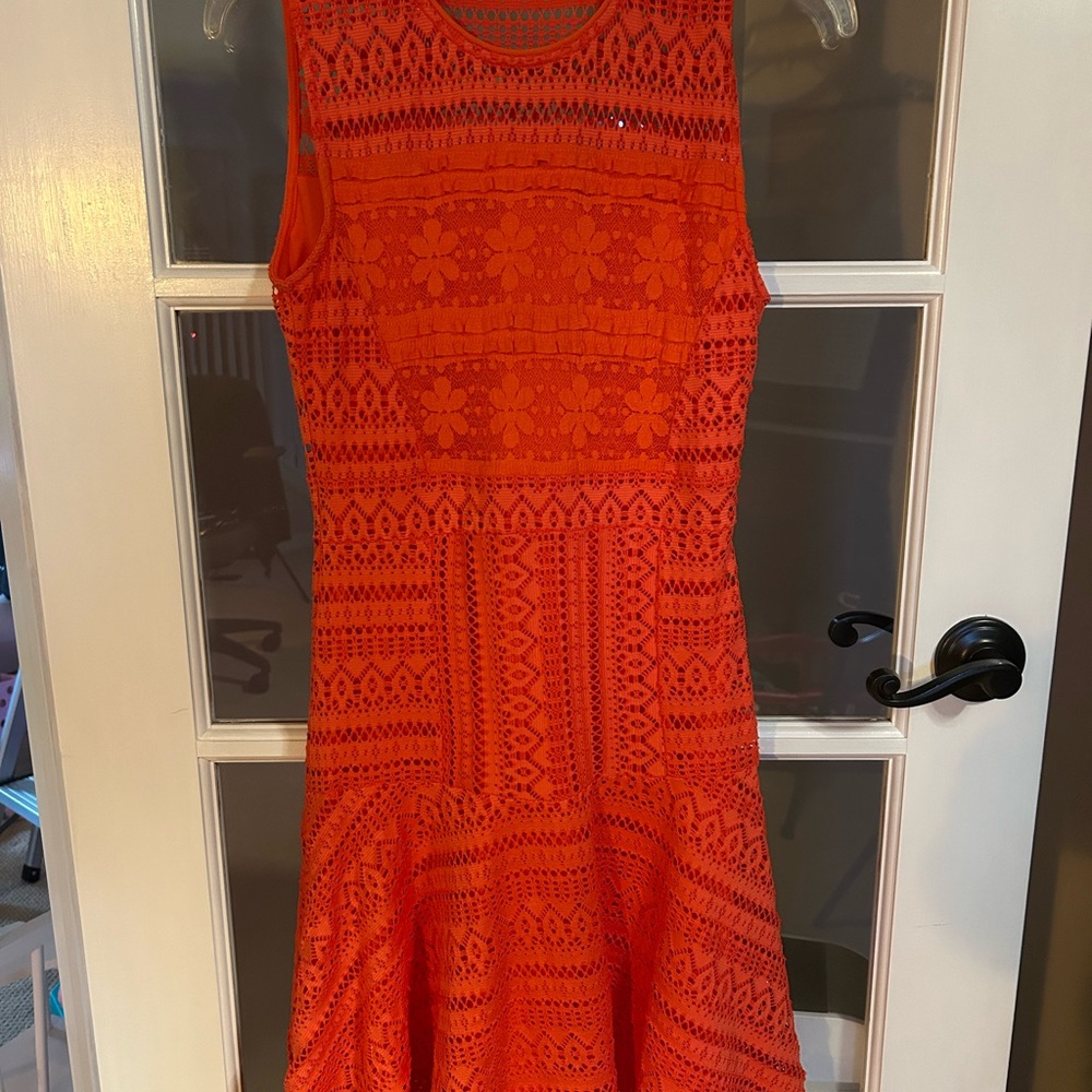 Elegant Orange Lace Dress